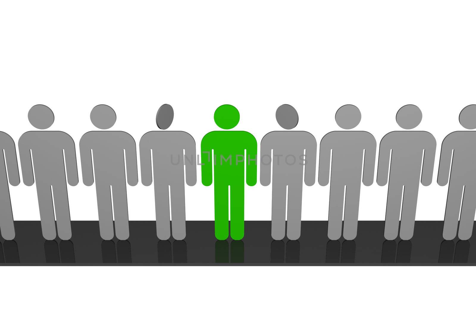 stylized drawing of people who stood in line, along the podium and who are find among them "other"
