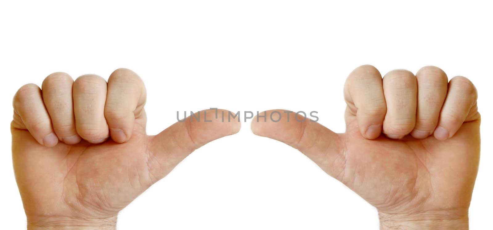 Two hands showing each other isolated over white