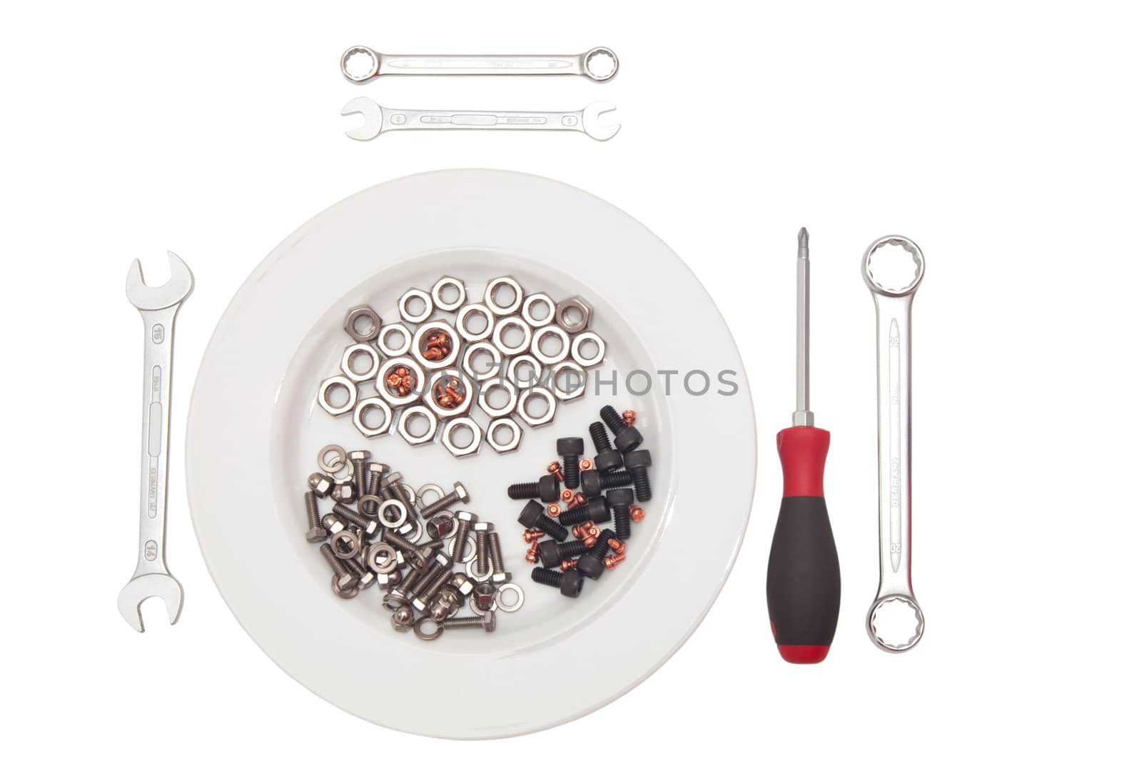 Cover charge from screws to tools as cutlery.