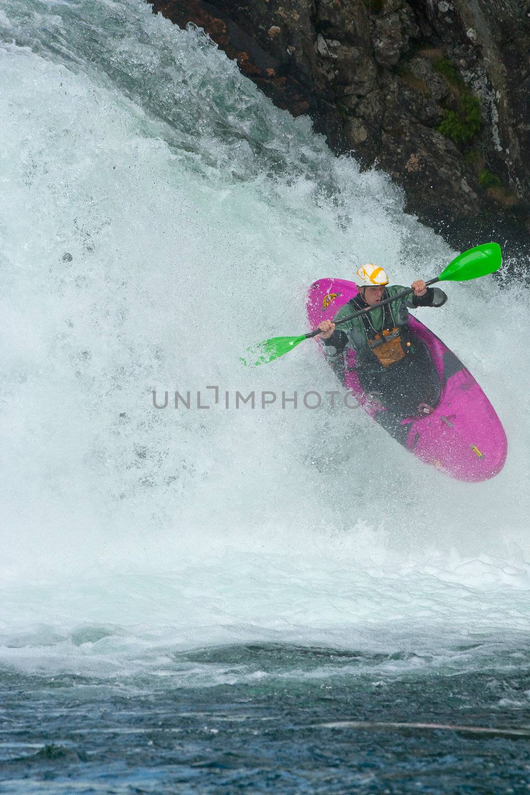 Kayak trip on the waterfalls in Norway. July 2010