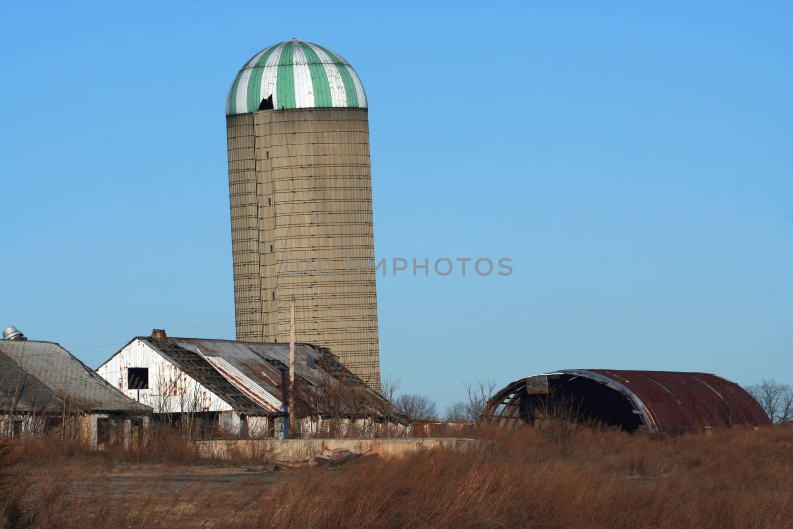 A old farm with grain silo
