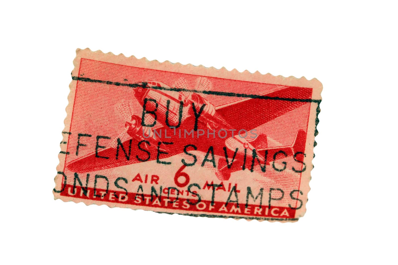 A isolated US postage airmail  stamp