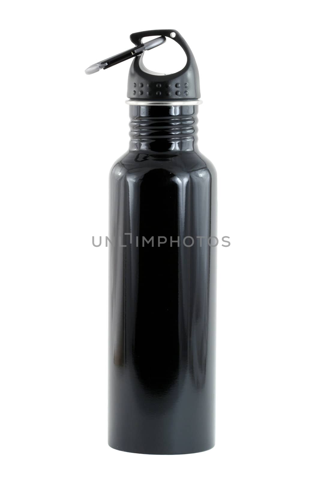 A Isolated black aluminum water bottle