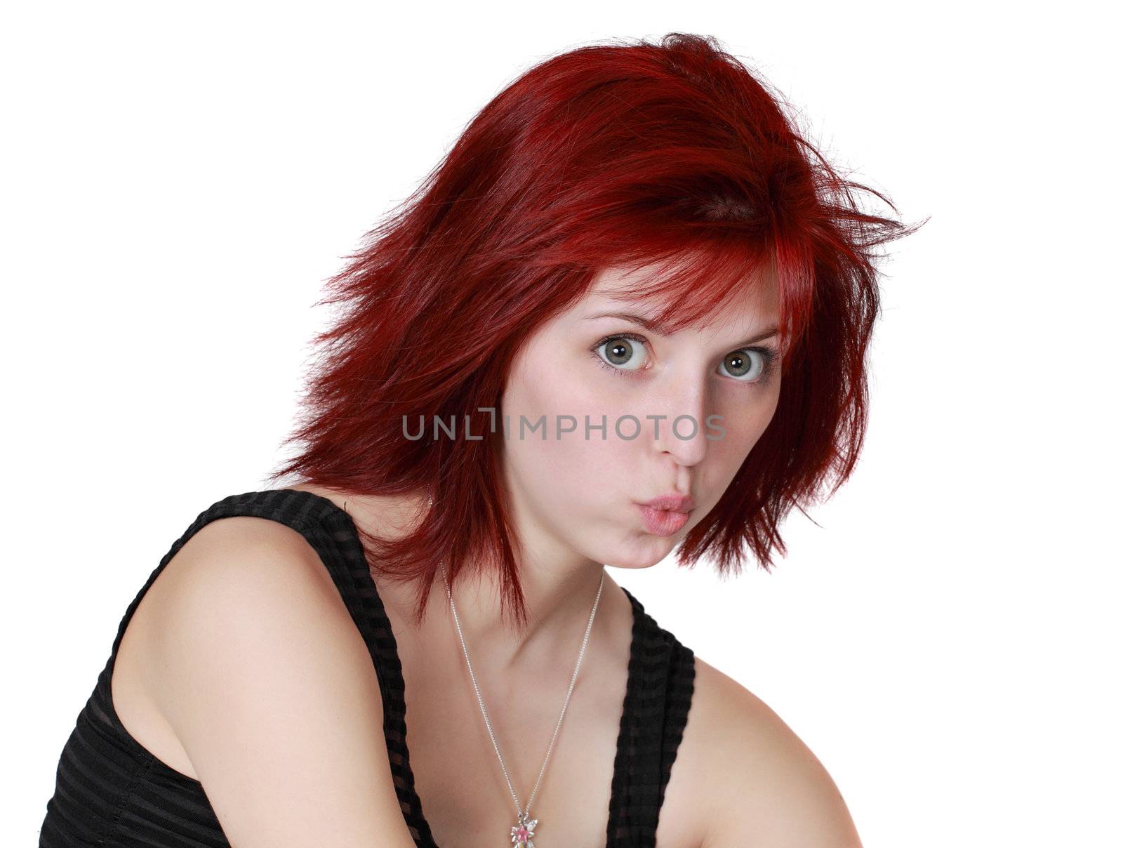 cute caucasian red hair girl