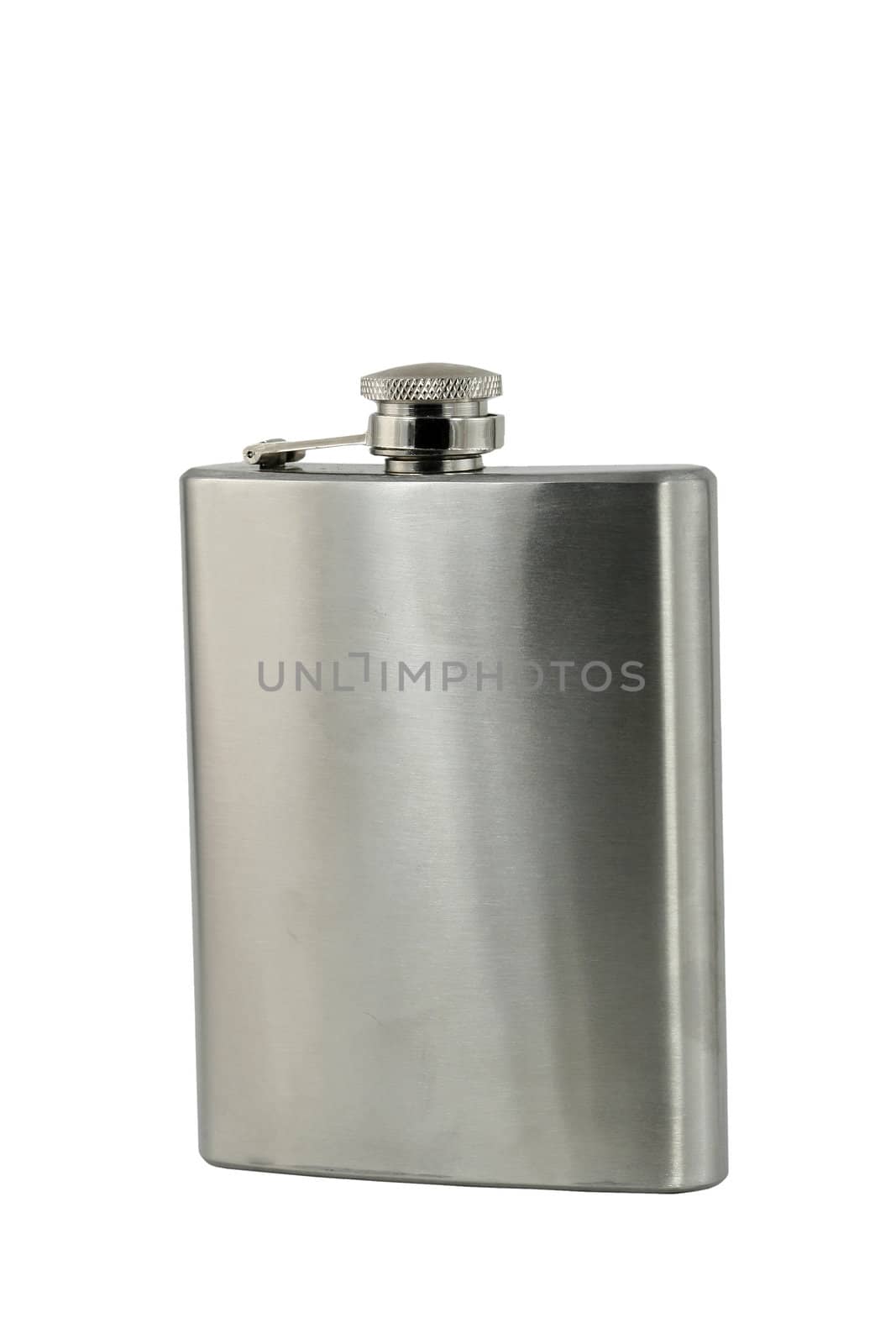 A isolated whiskey flask on white