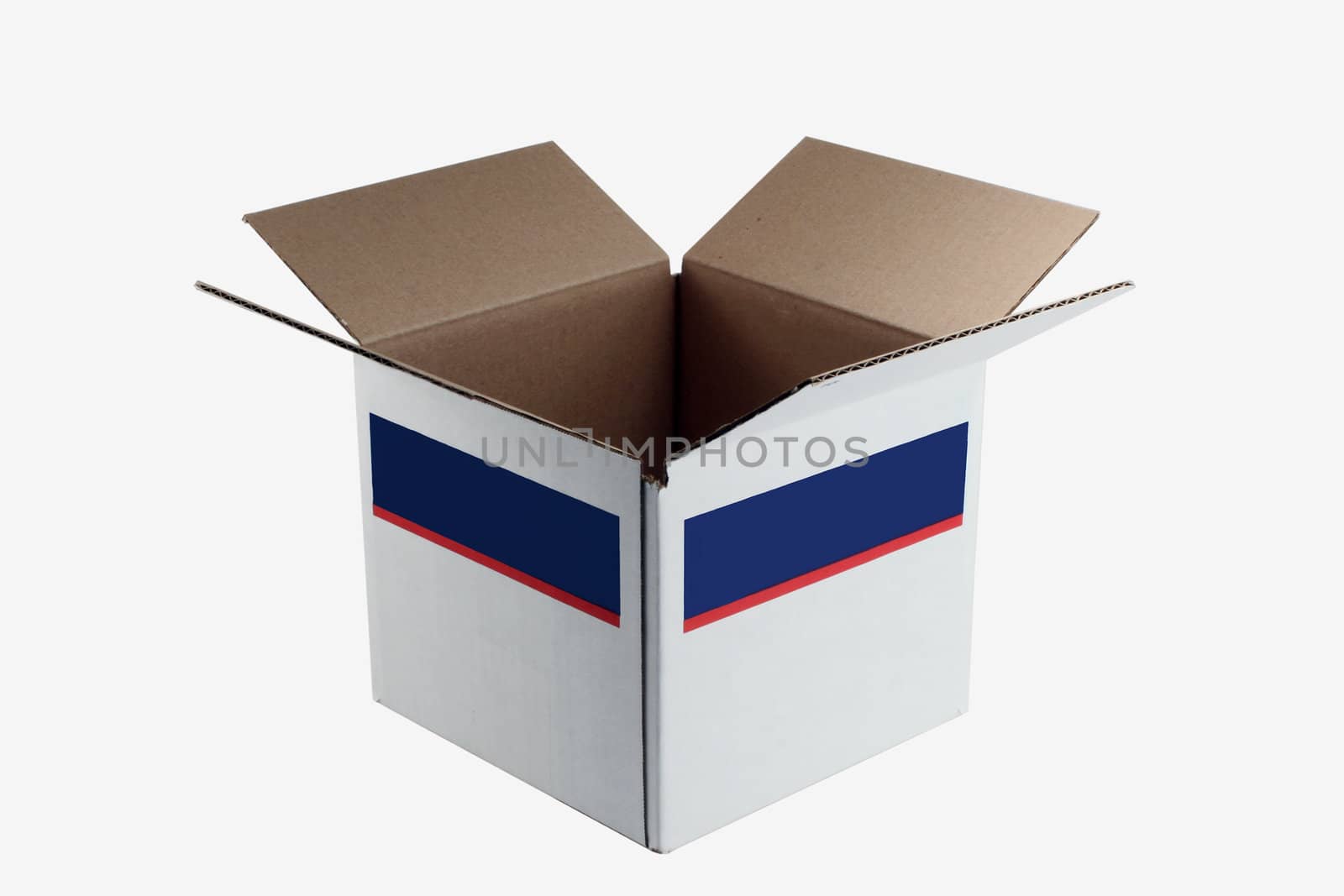 A isolaged Open cardboard box