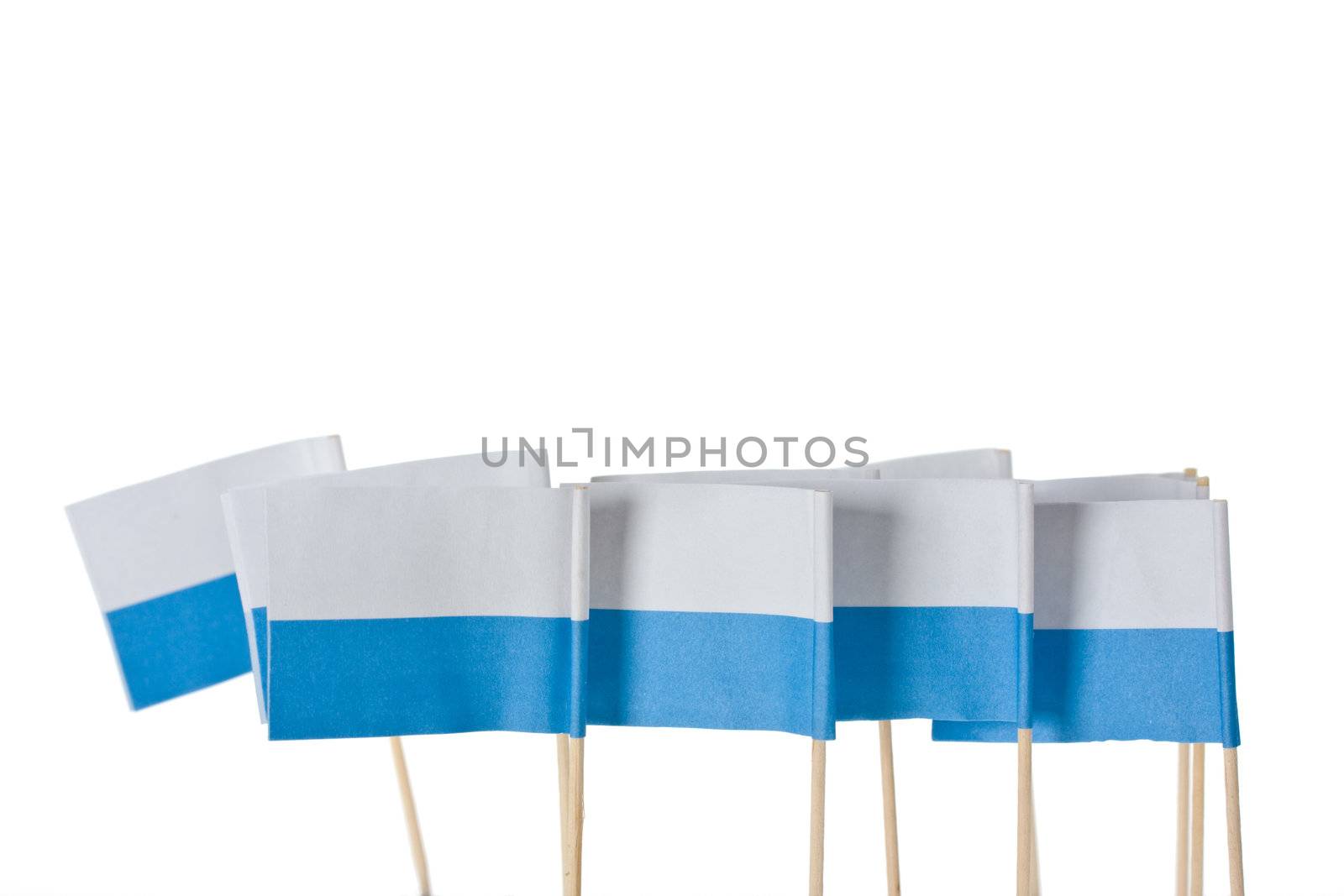 white and blue flags on tooth picks by bernjuer