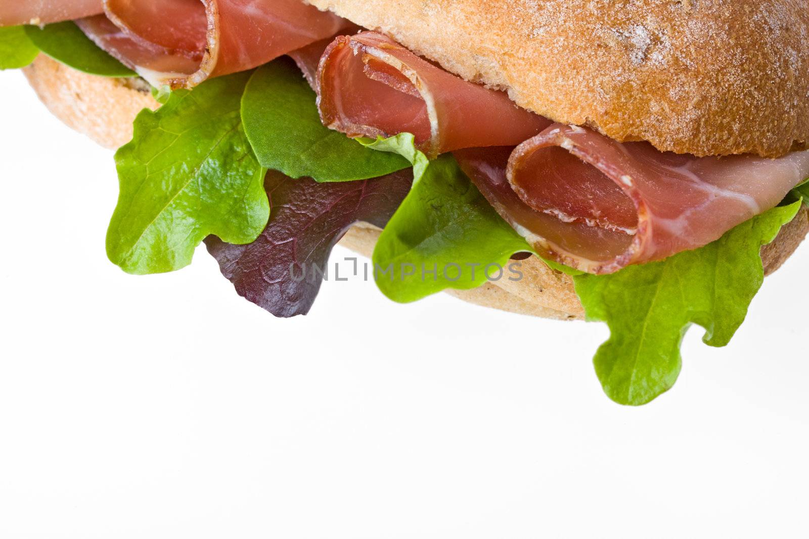 detail of a sandwich with ham and salad