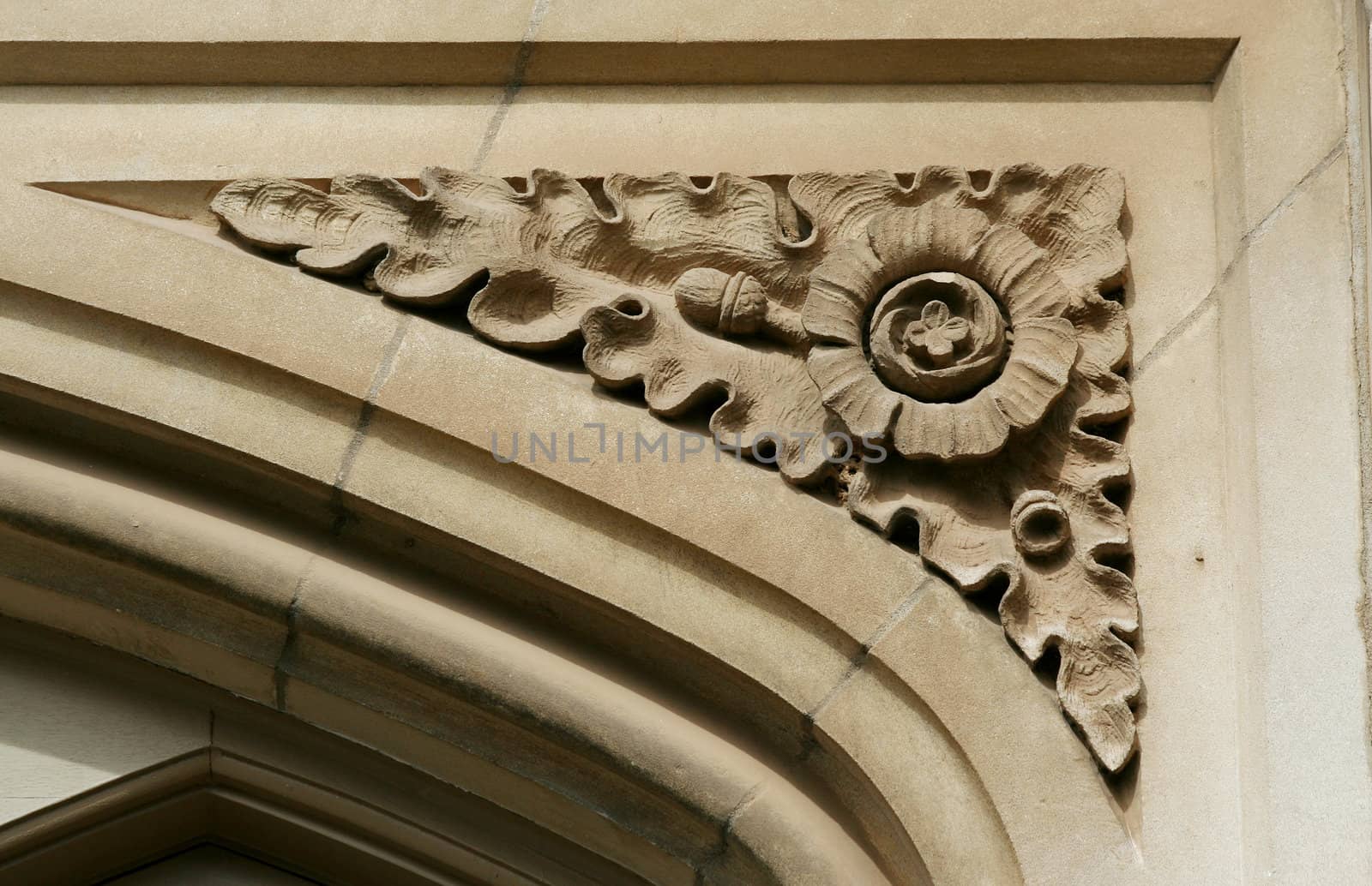 A old flower carving on a doorway
