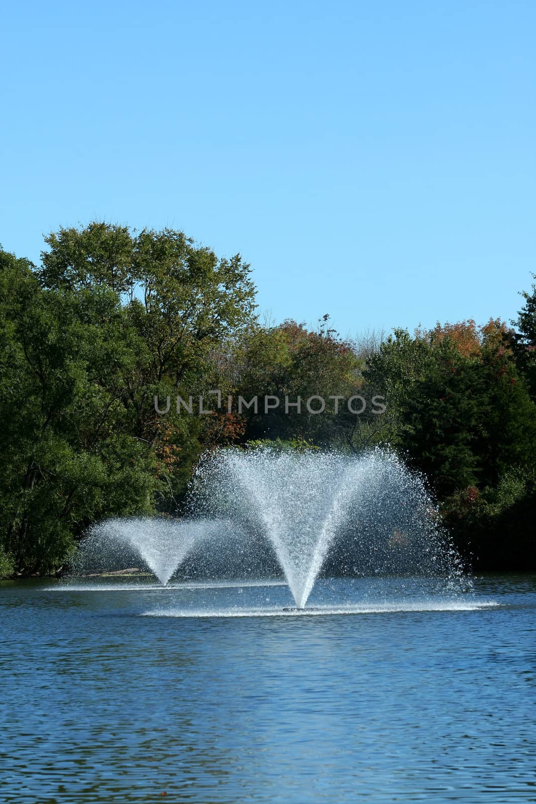 Two Fountains on a pond