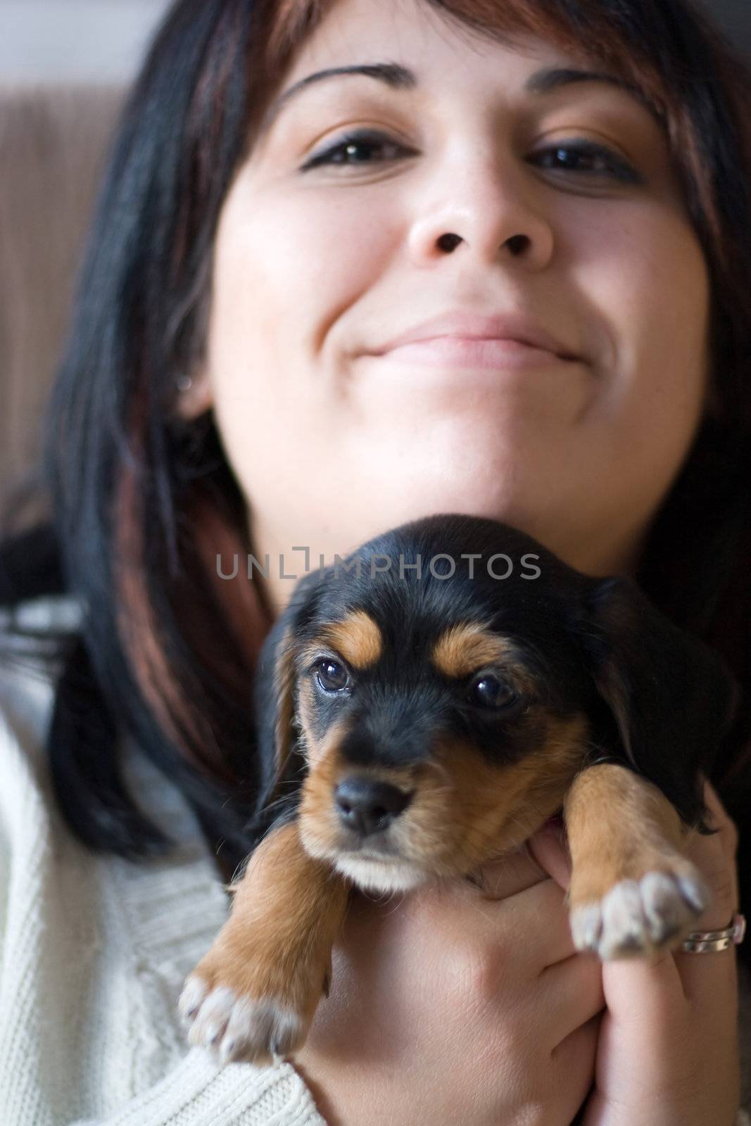 Woman Holding a Puppy by graficallyminded