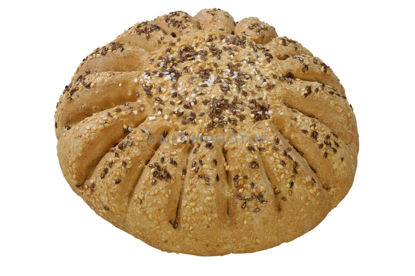 isolated bread with grains of sesame with clipping paths