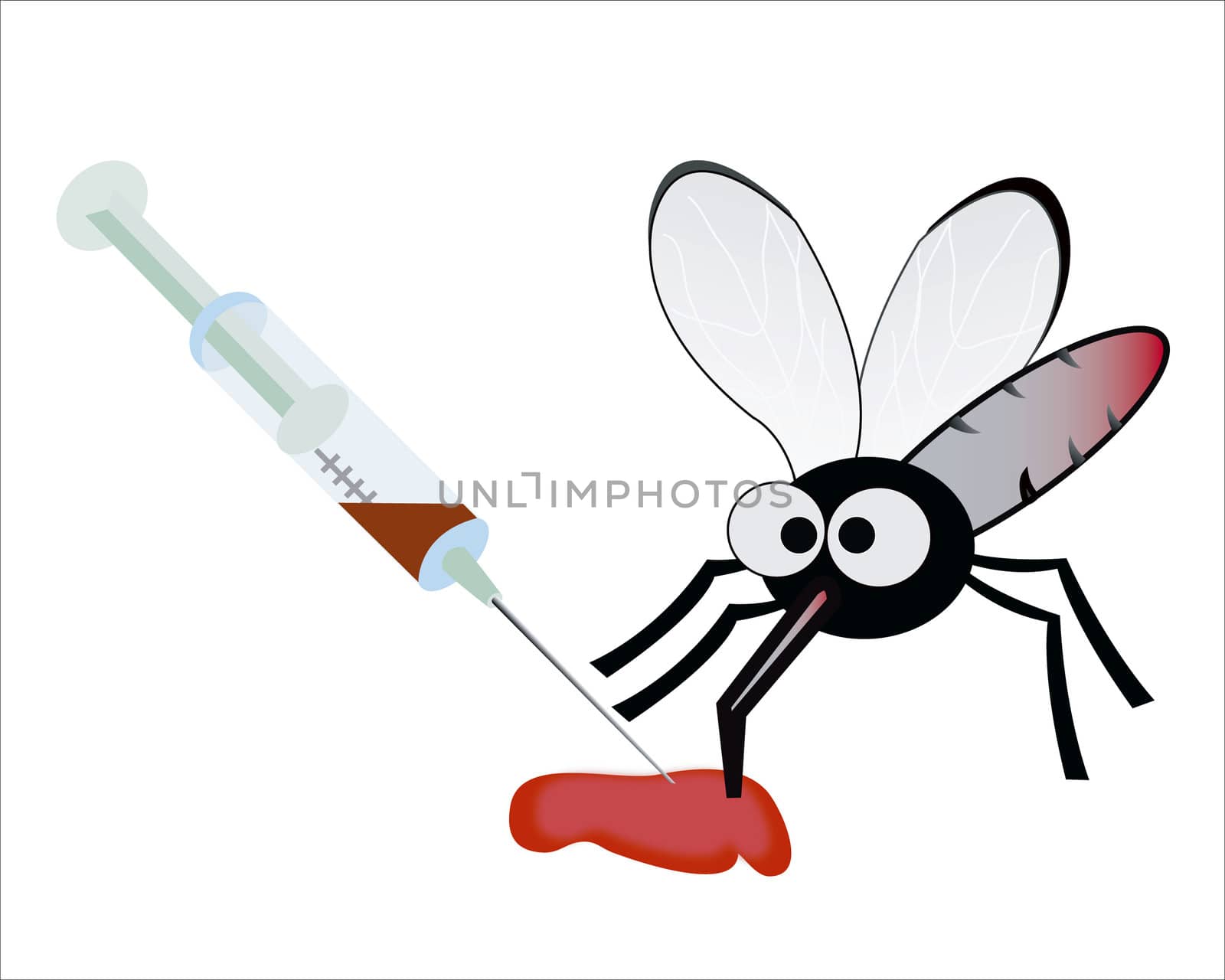 Syringe with blood and midge drinker blood by cobol1964