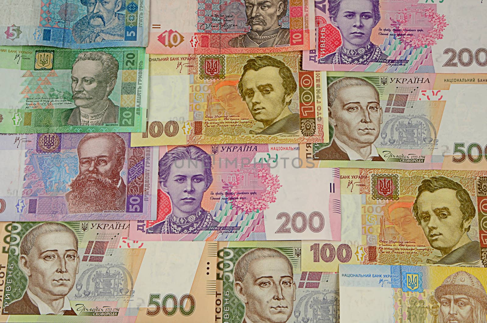 ukrainian banknotes background close-up