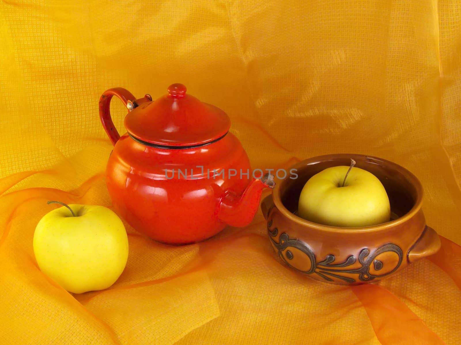 Still life with red teapot by jbouzou