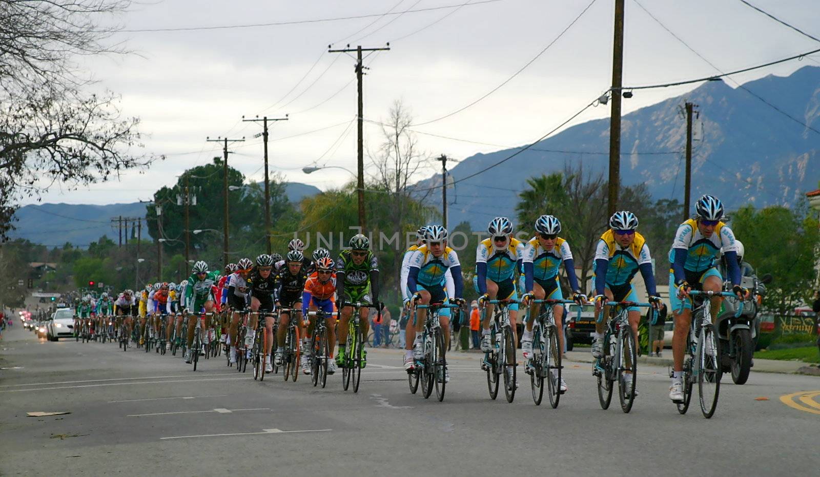 2008 Amgen Tour Of California is one of the biggest, if not the biggest, bike races in California. This is stage 6 going through the tourist town of Ojai.