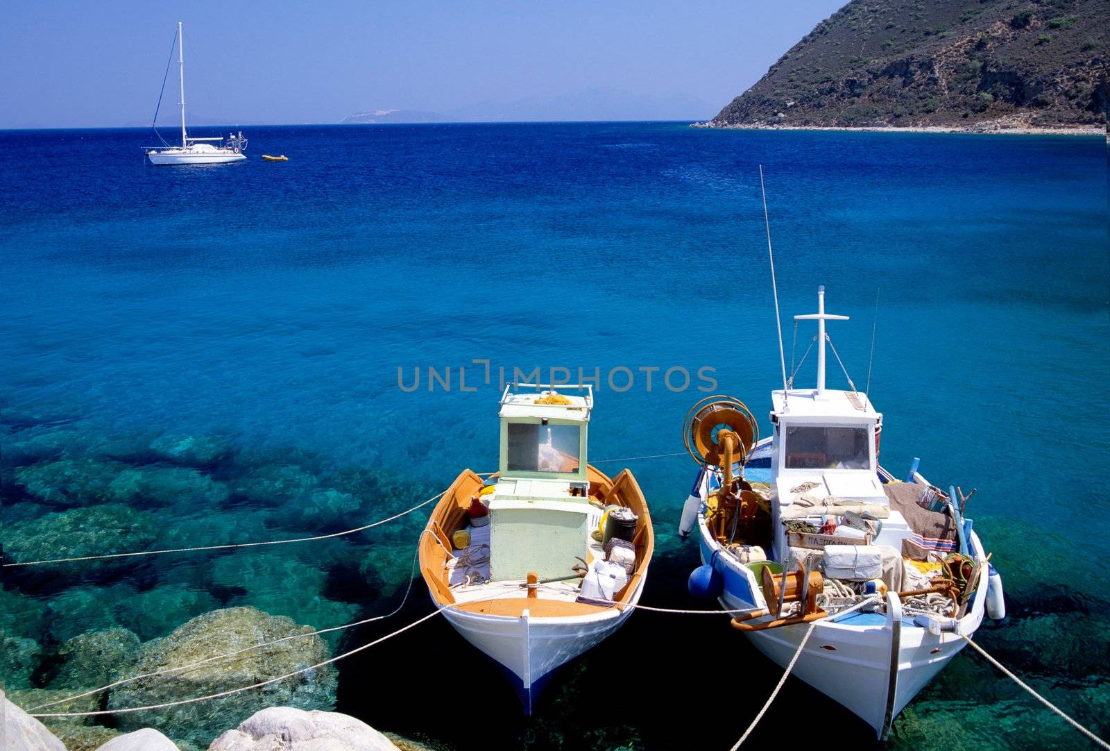 Small fishing boats on the Greek island of Corfu