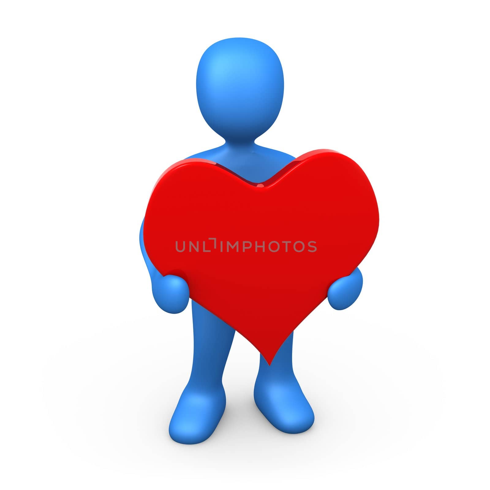 3d person holding a big red heart .