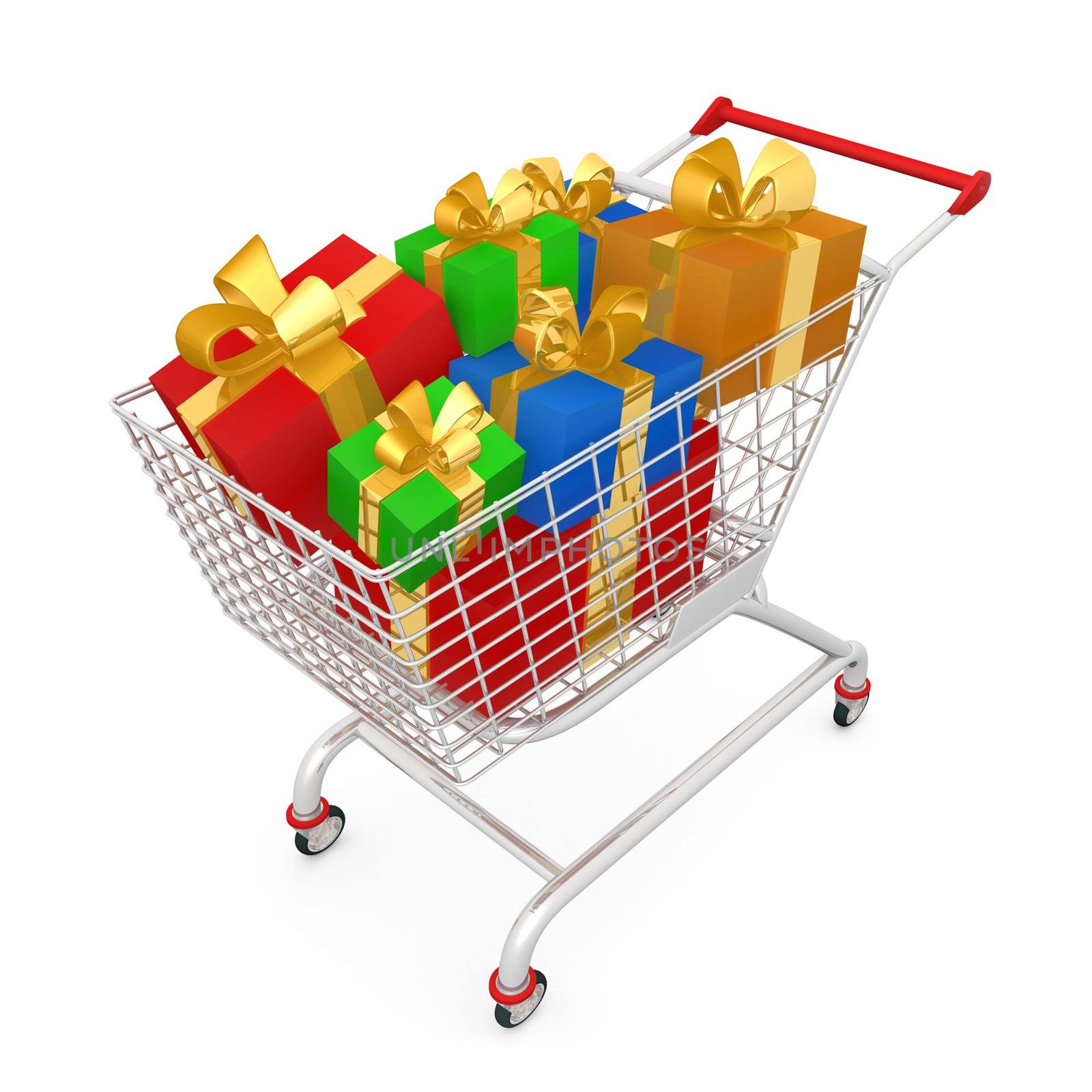 Computer generated image - Shopping Cart With Presents .