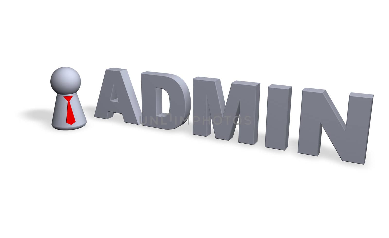 play figure with tie and the word admin - 3d illustration