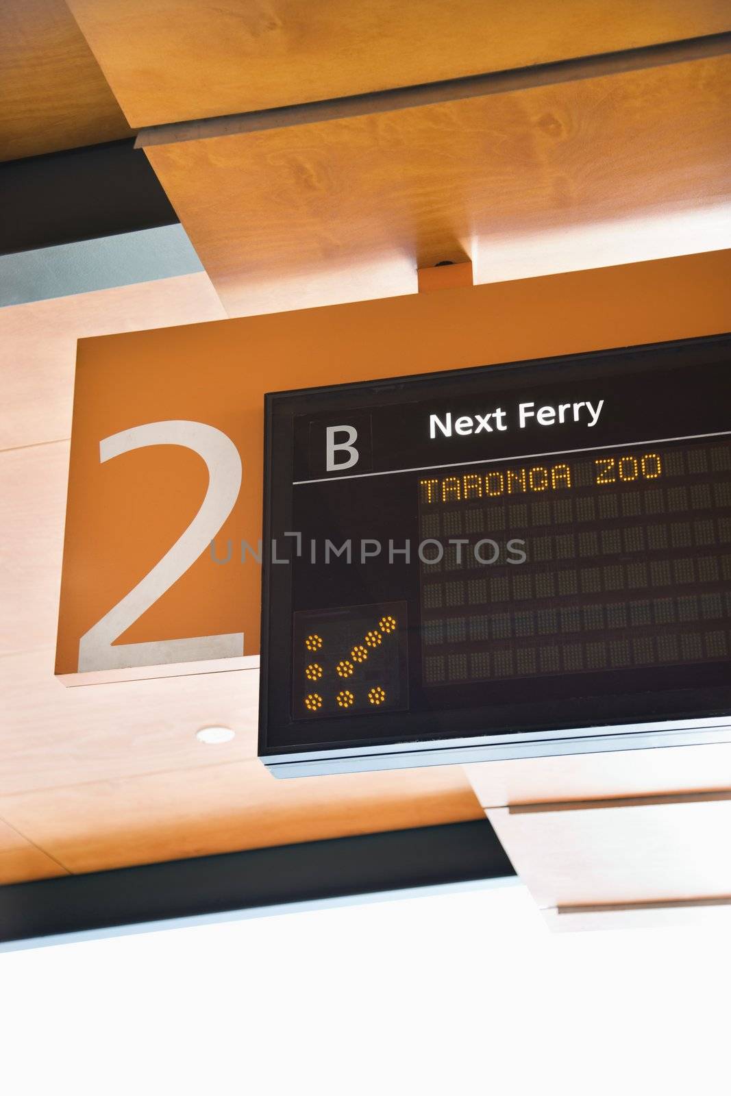 Departure board for ferryboats in Sydney, Australia.
