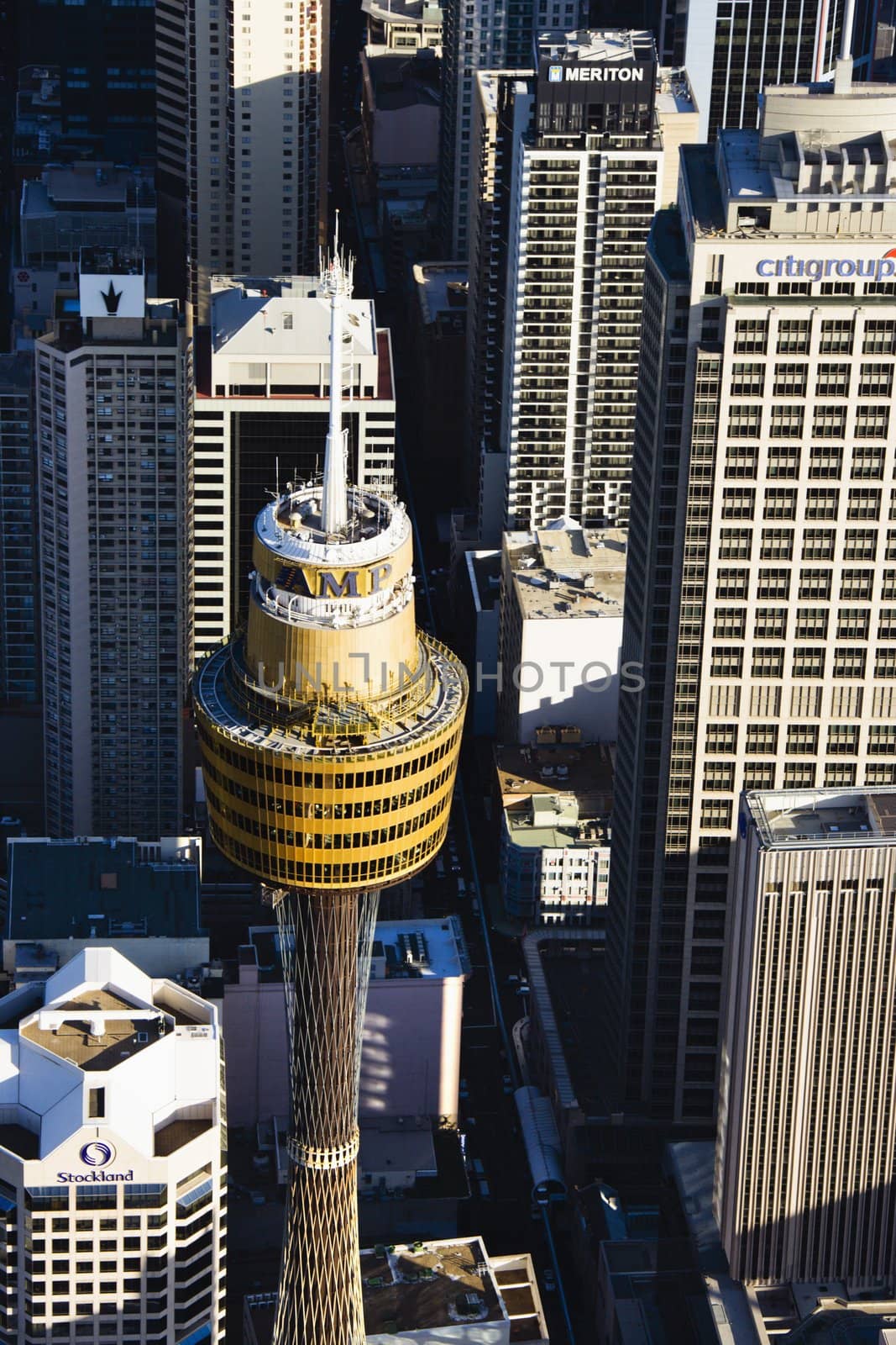 Aerial view of AMP Tower in Sydney, Australia.