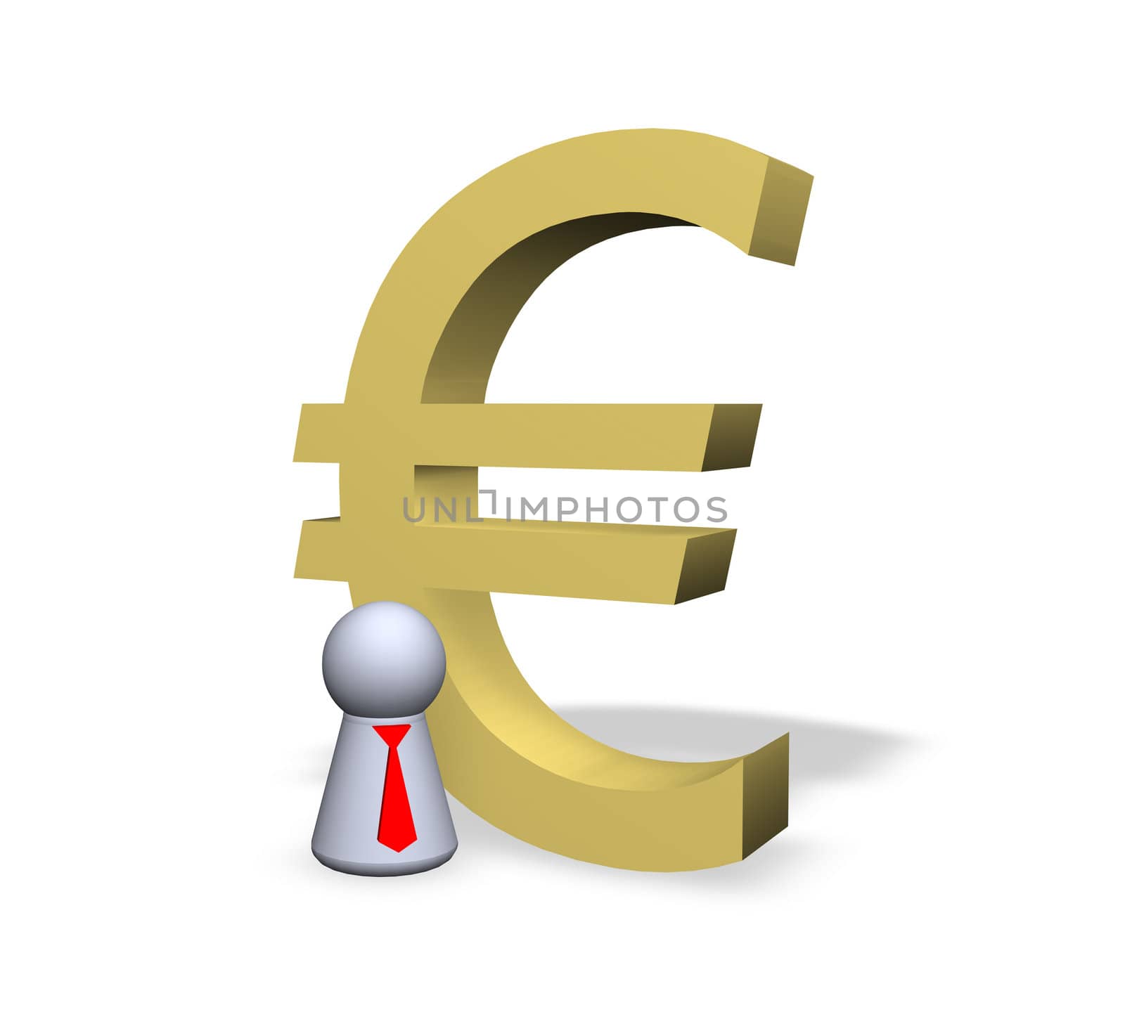 euro symbol and play figure businessman with red tie