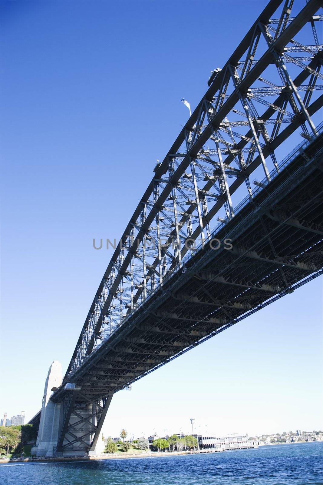Low angle view of Sydney Harbour Bridge in Sydney, Australia.