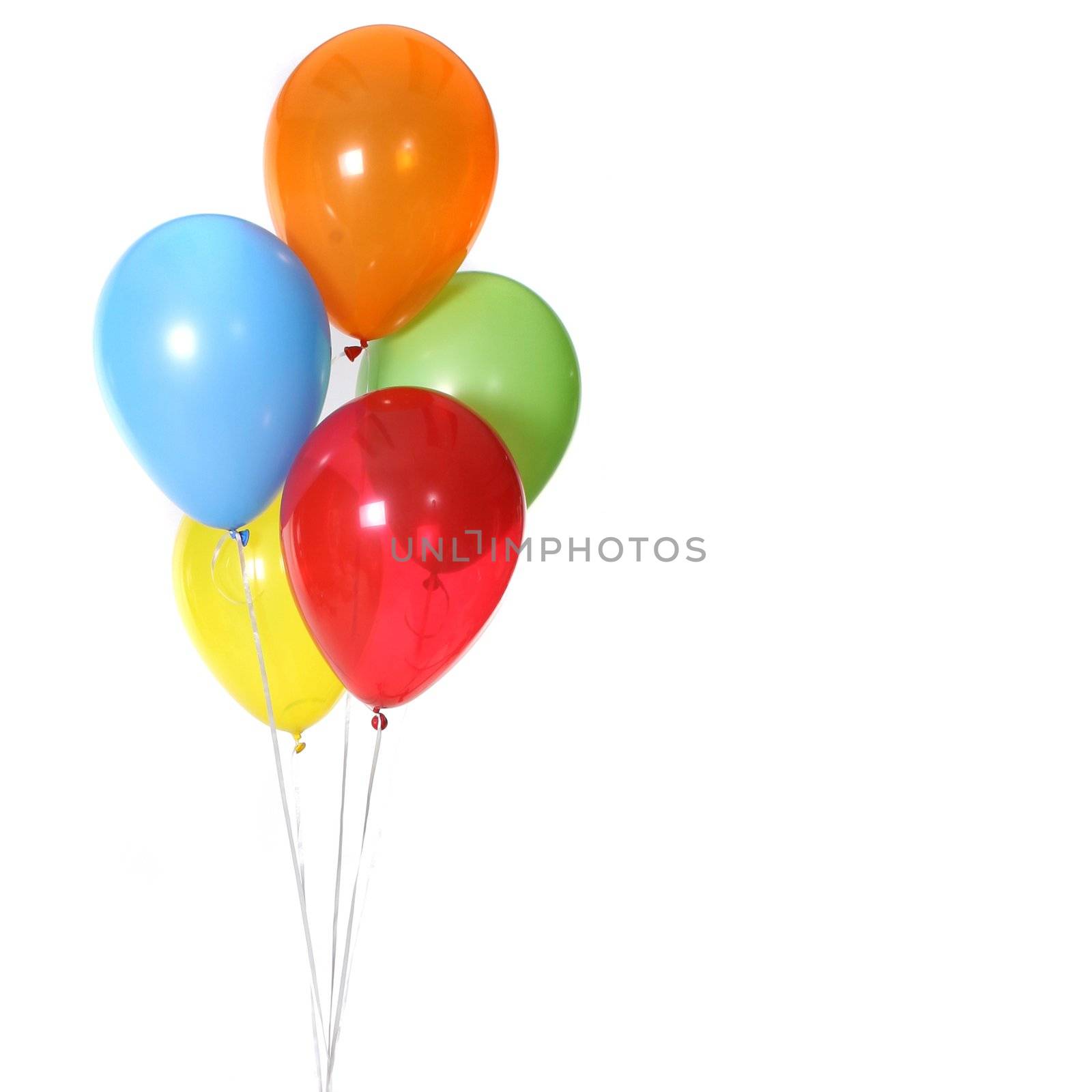 5 Birthday Celebration Balloons Isolated on White Background