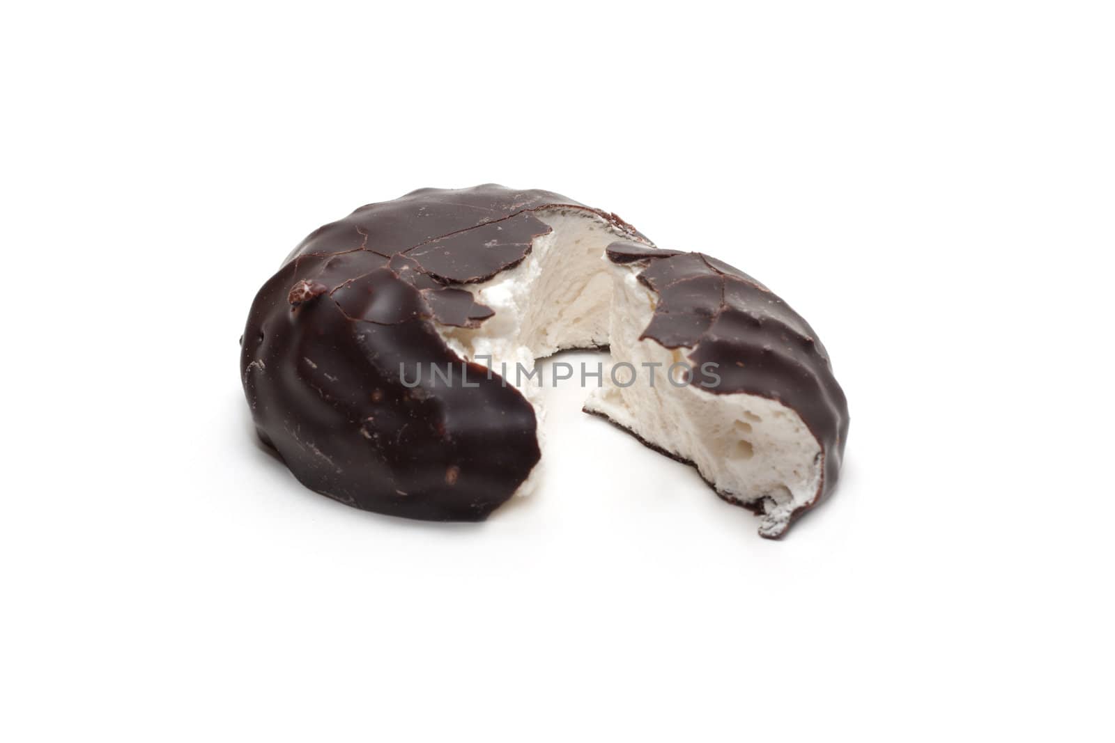 Zephyr in chocolate, is broken but part insulated on white background