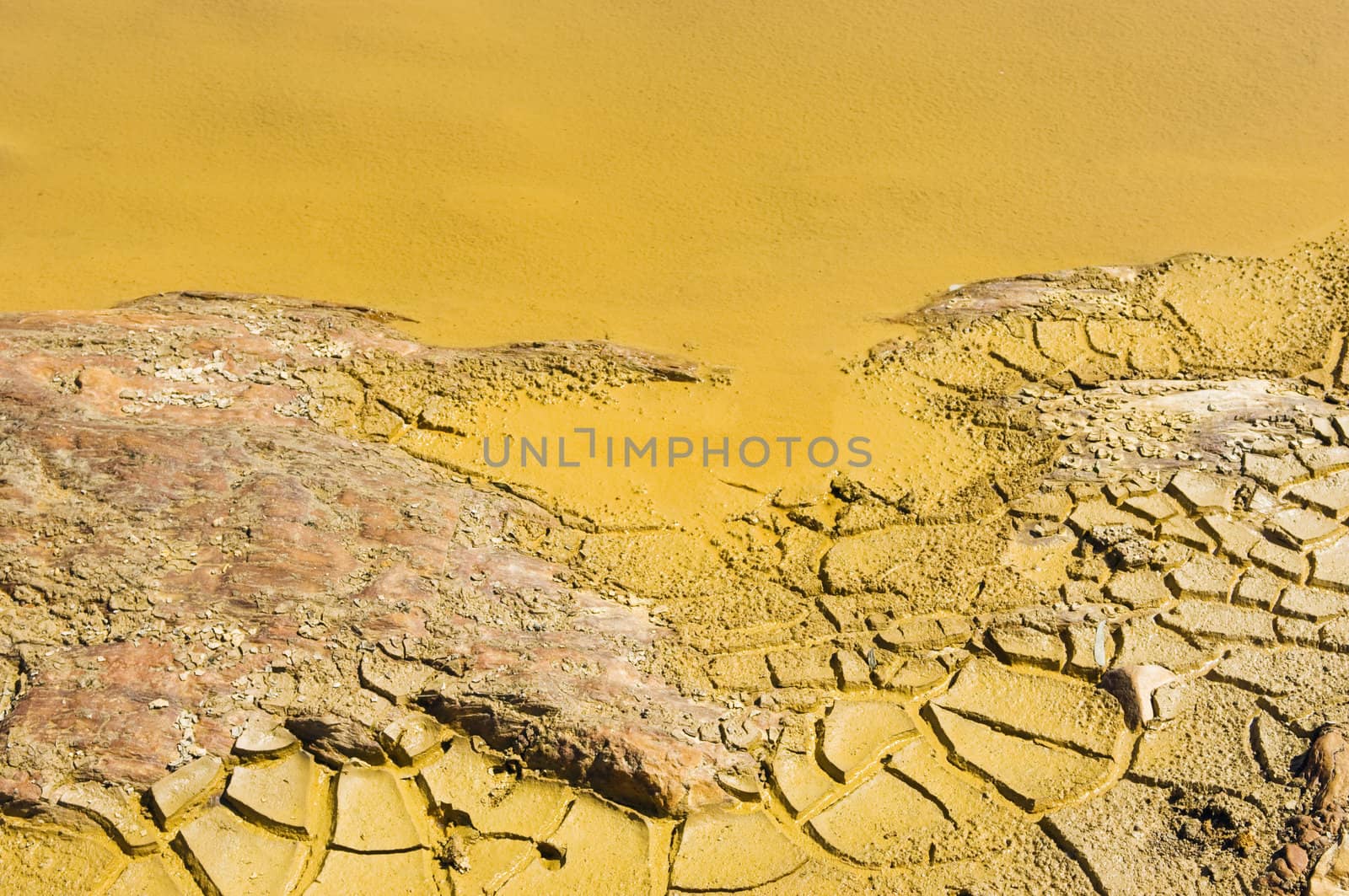 Detail of polluted water by chemicals in an abandoned mine