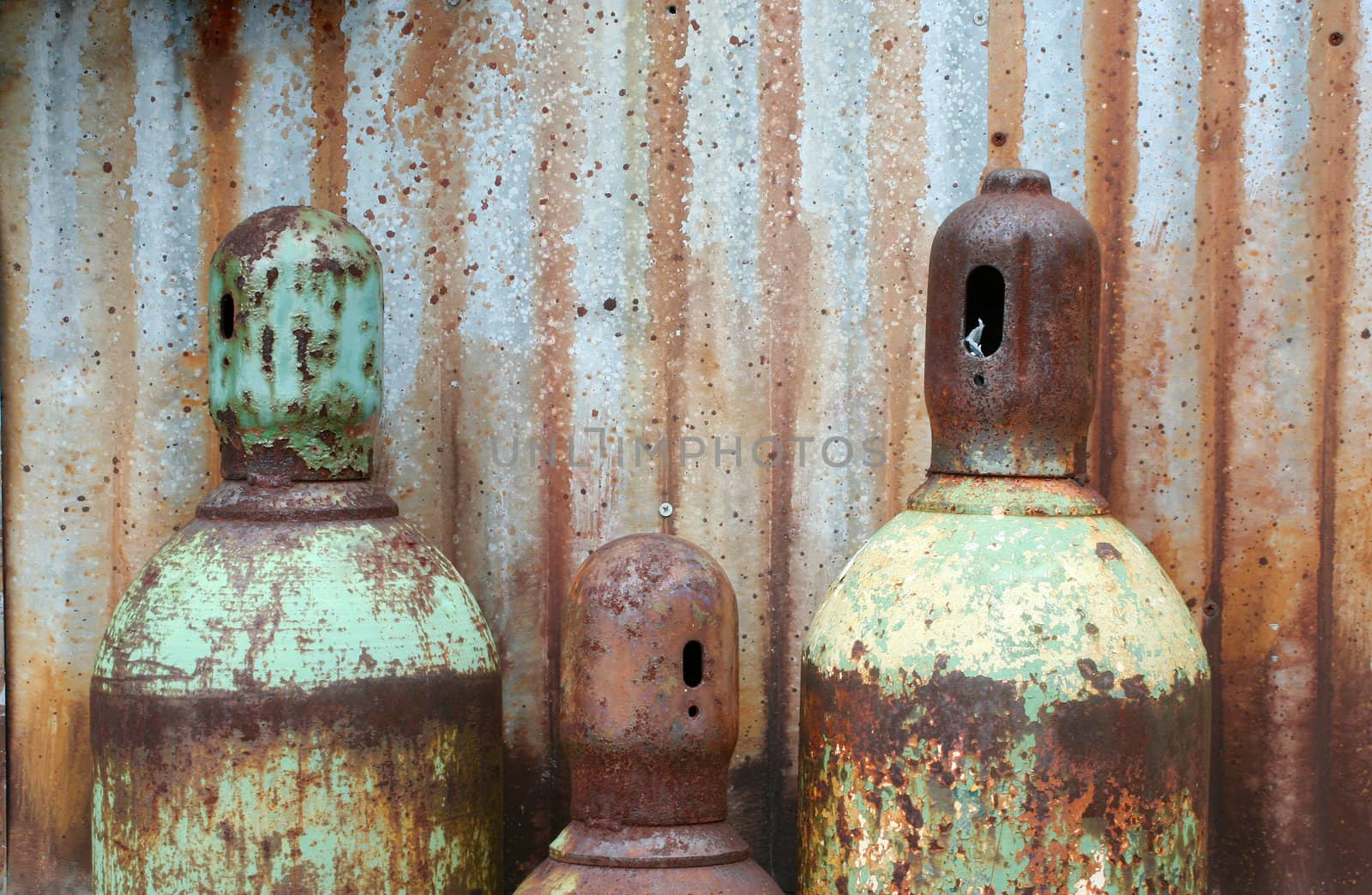Rusty acetylene and oxygen tanks