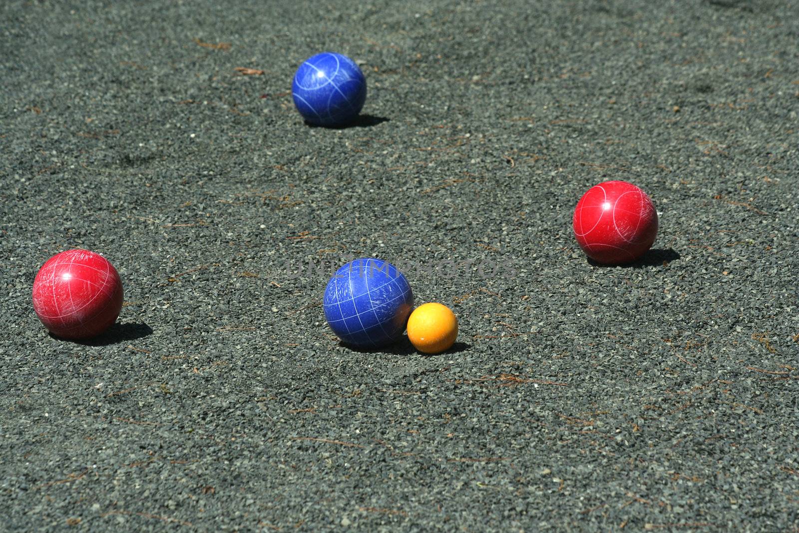 A Blue bocce ball scores