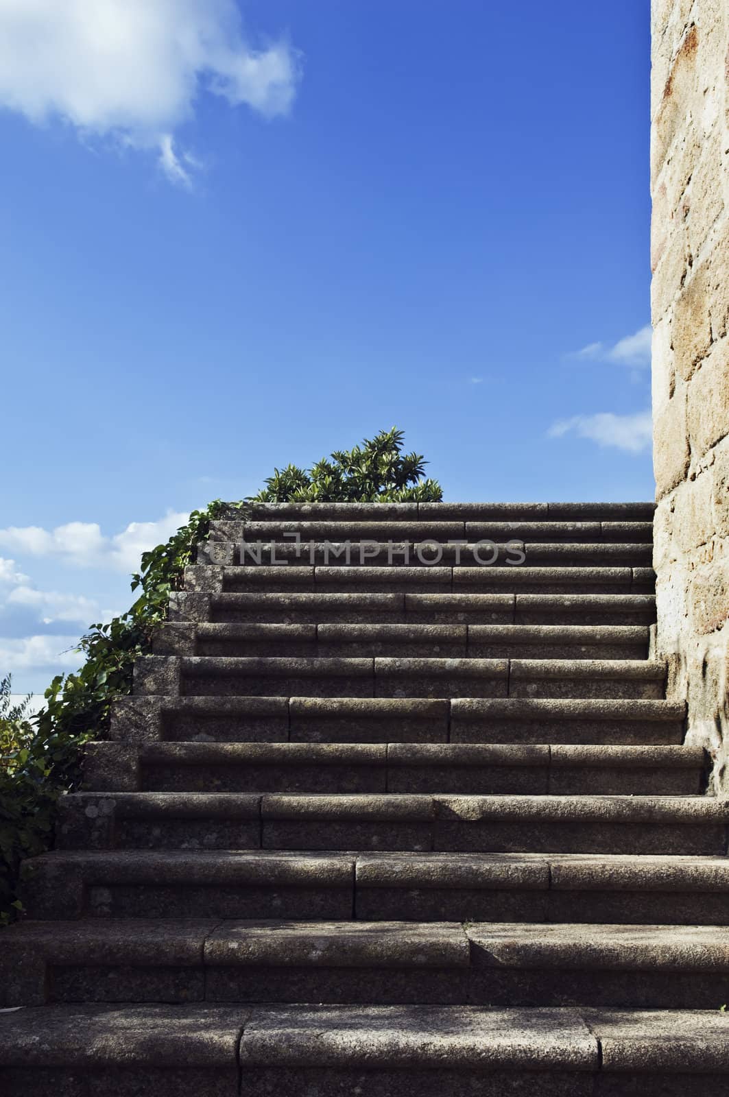 Granite stairway in an old historic building
