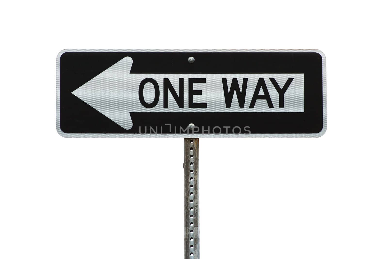A Isolated one way sign on white background