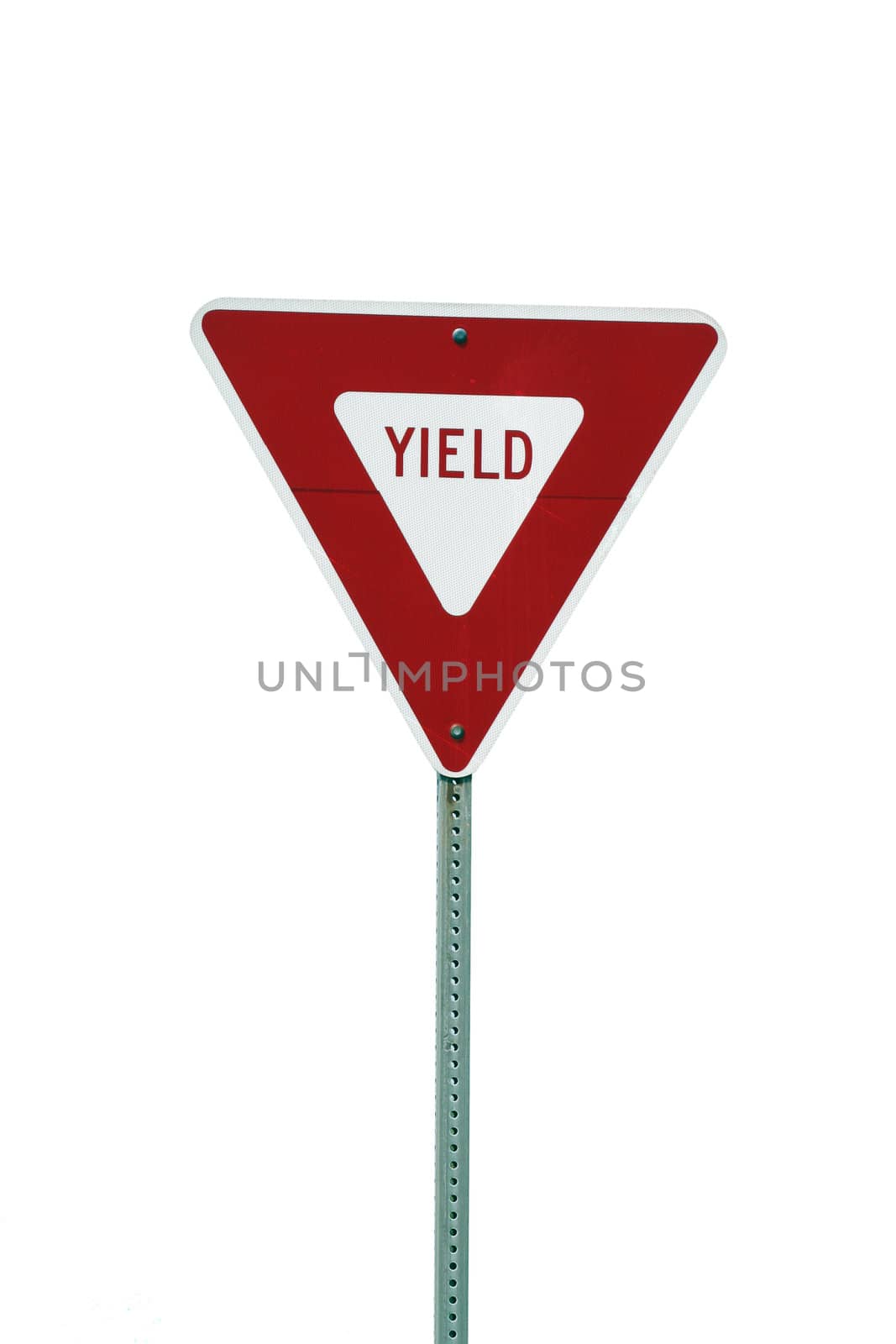 A Isolated yield sign on white background