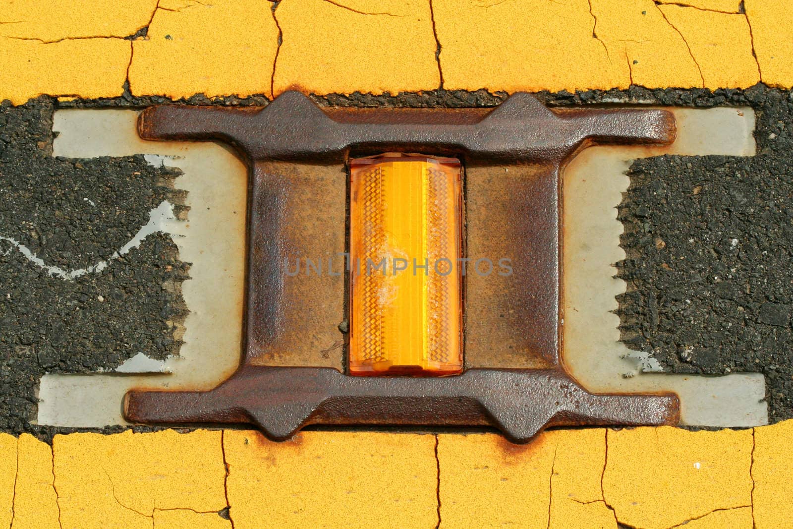 A Road reflector lane marker macro