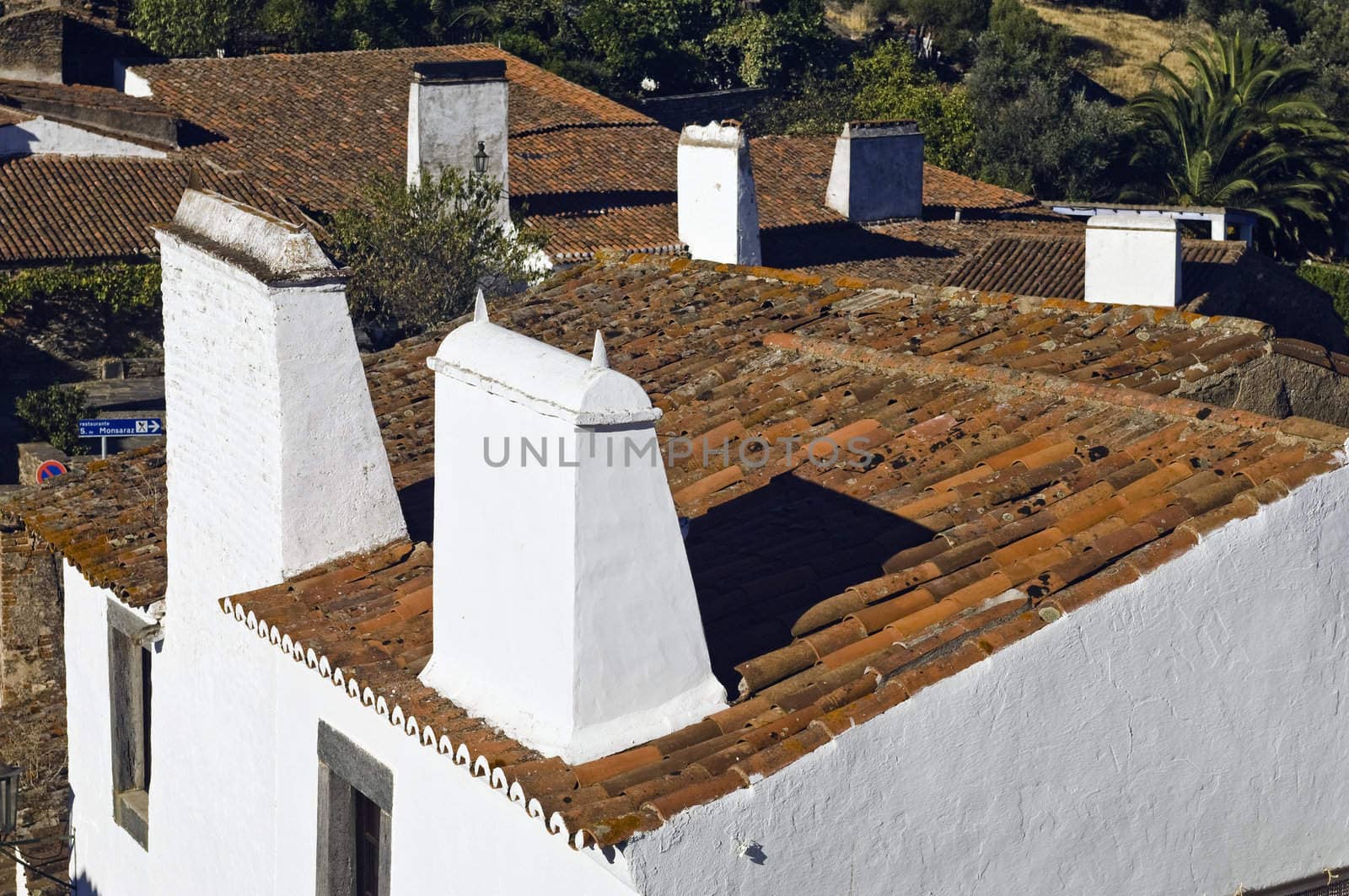 View over the roofs of Arrabalde, a suburb of the village of Monsaraz, Alentejo, Portugal