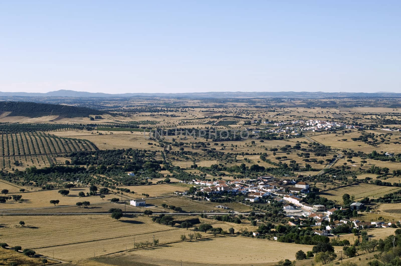 Landscape of Alentejo region, viewed from the village of Monsaraz, Portugal.
Villages of Telheiro and Outeiro, in the foreground.