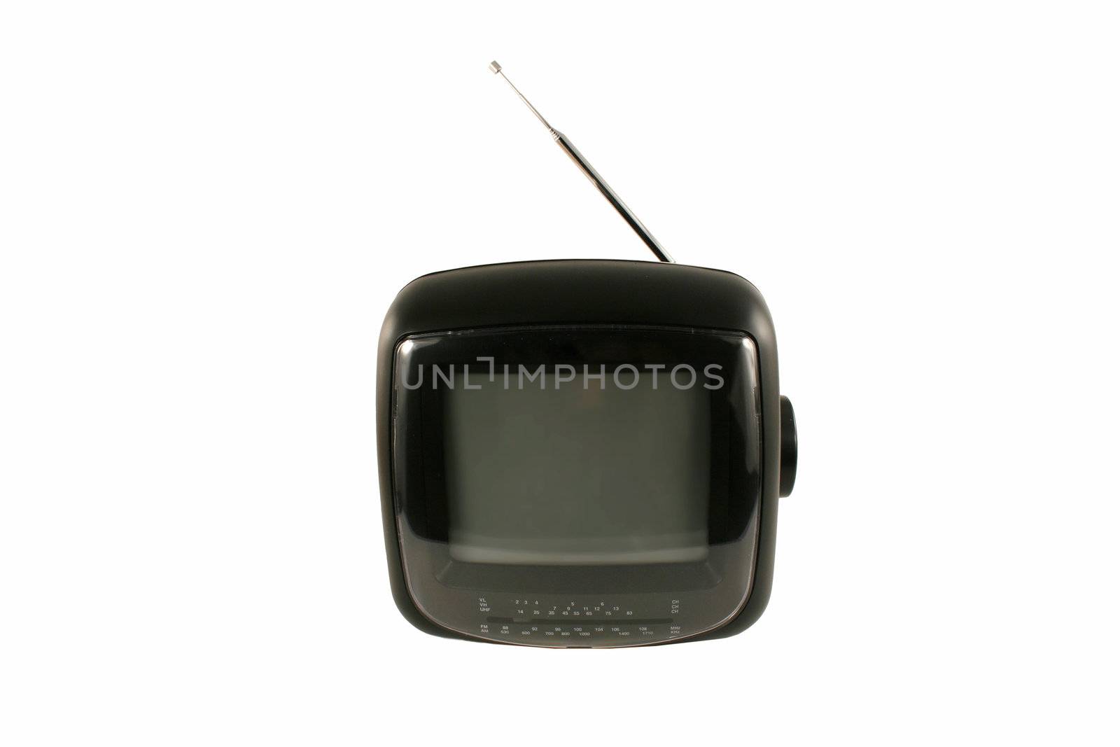 A Isolated portable tv set with antenna