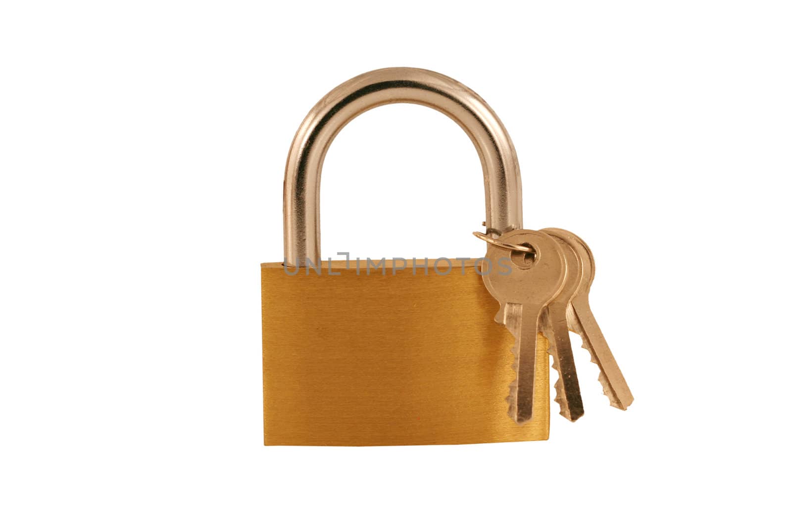 A Isolated Brass lock and keys