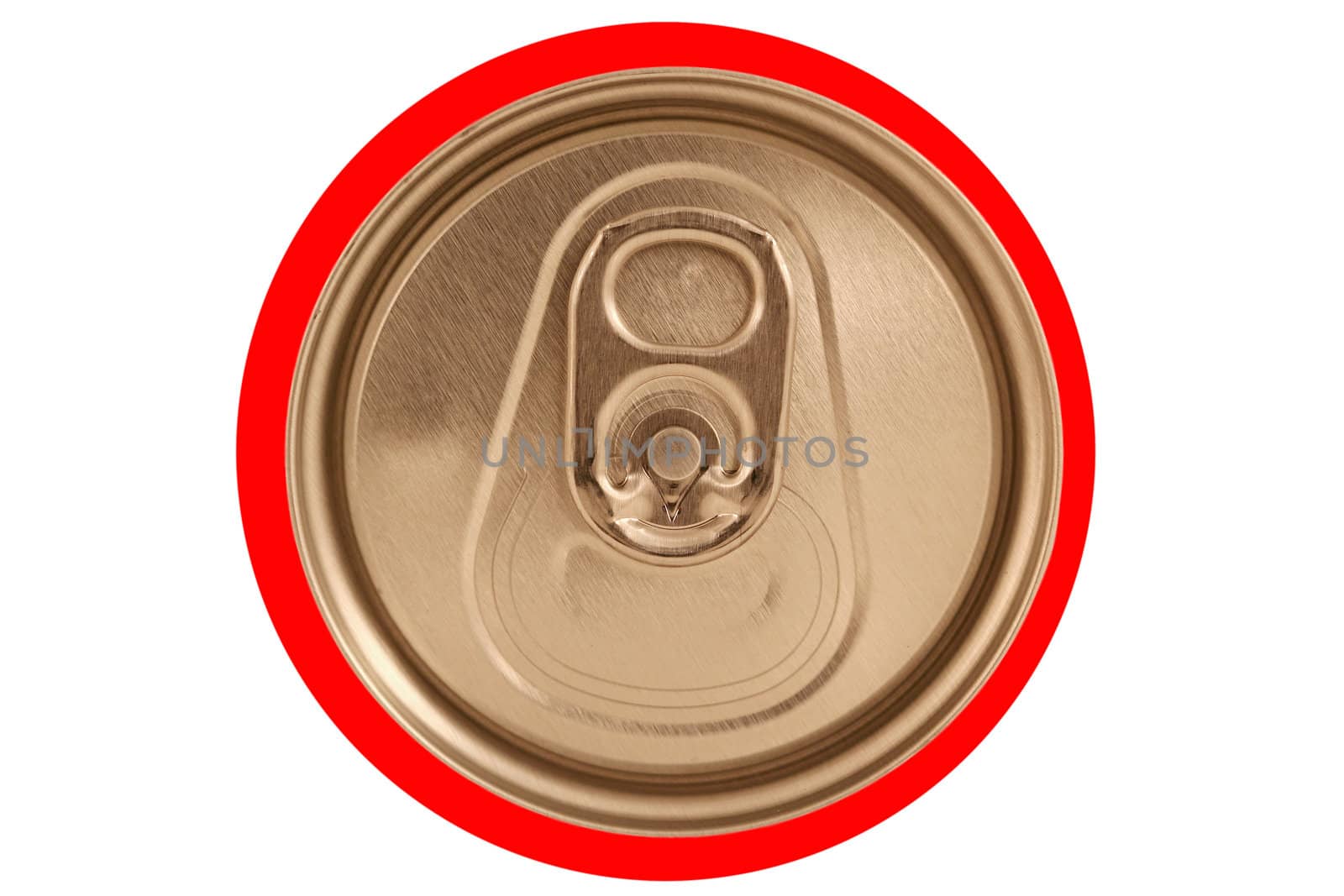 A Isolated closed red soda can lid
