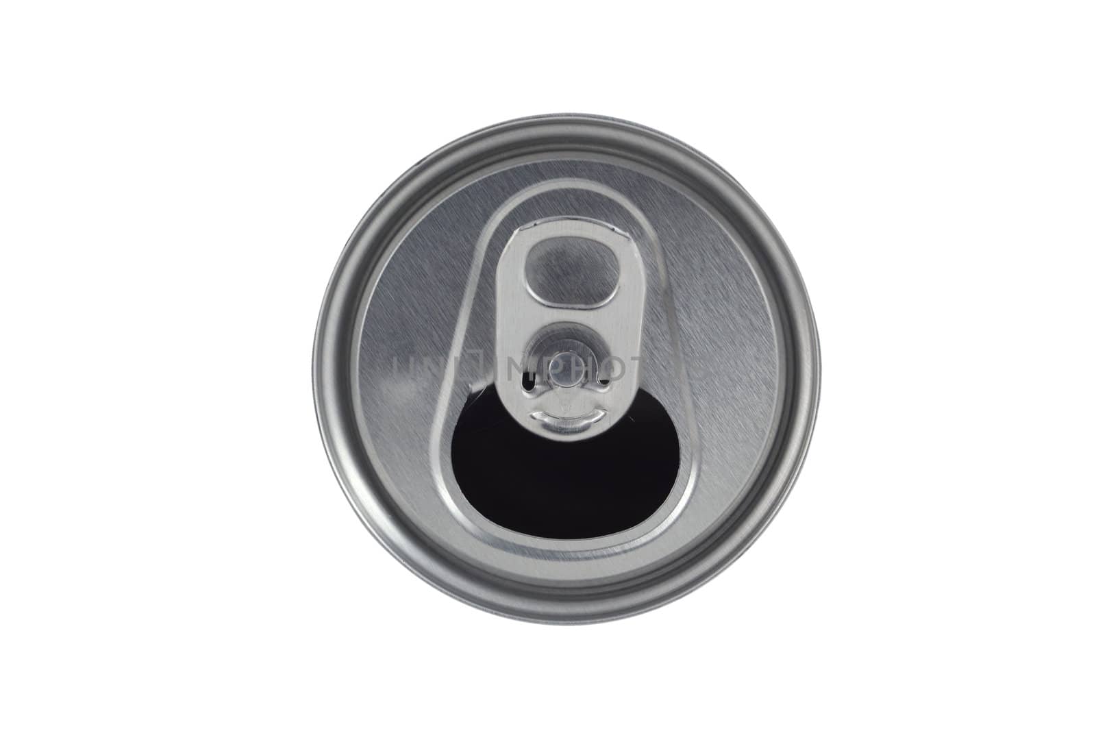 A Open soda can lid on white background