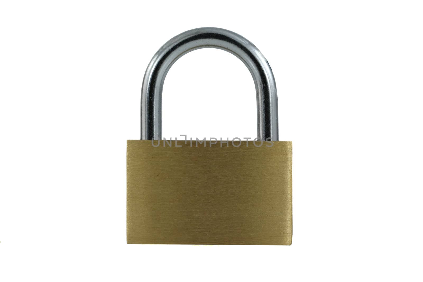 A Isolated Brass lock on white