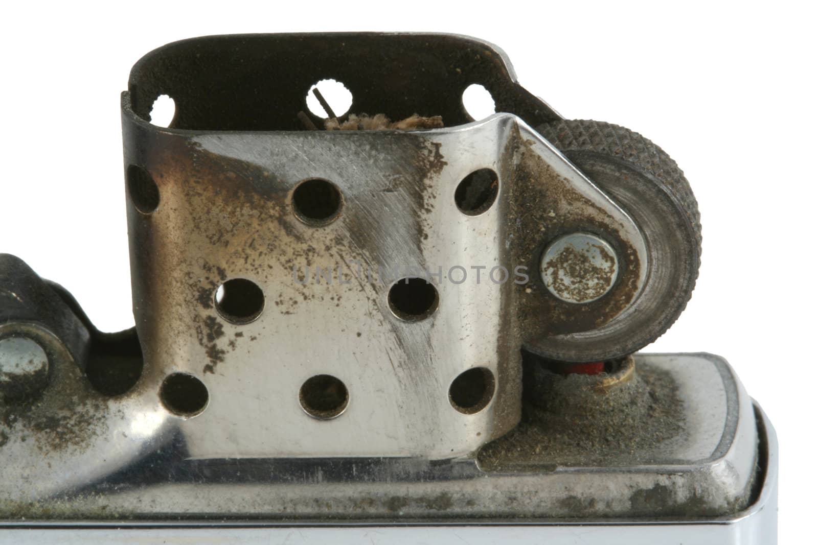 A Isolated ciggarette metal lighter on white