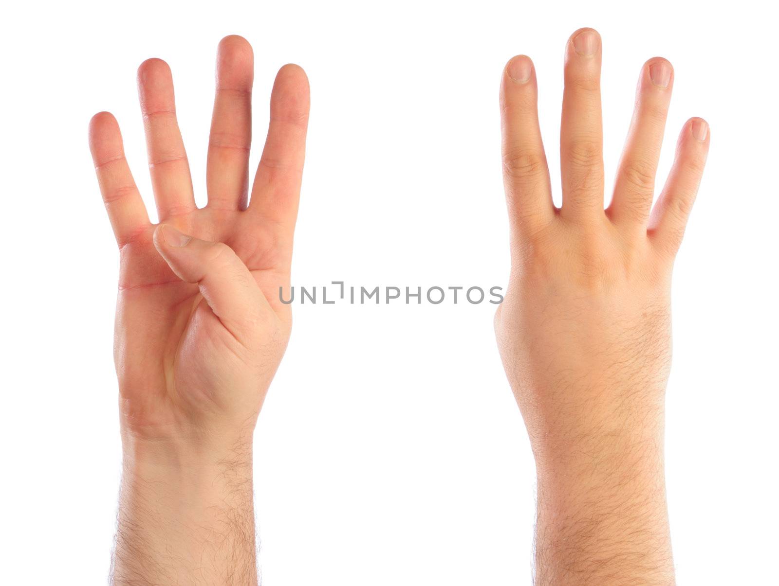 Male hands counting number 4 by dyoma