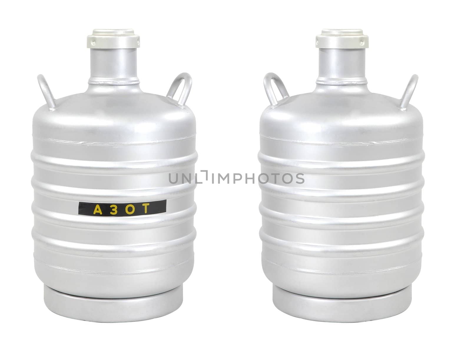 Container for transporting liquid nitrogen, isolated on white