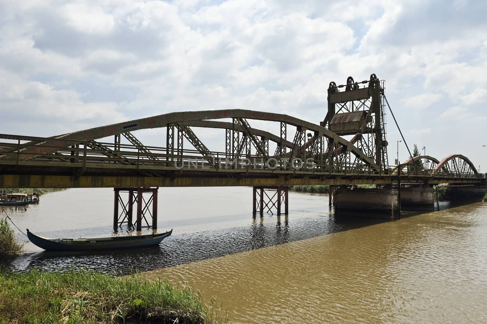 Iron drawbridge over the river Sado, Alcacer do Sal, Alentejo, Portugal

