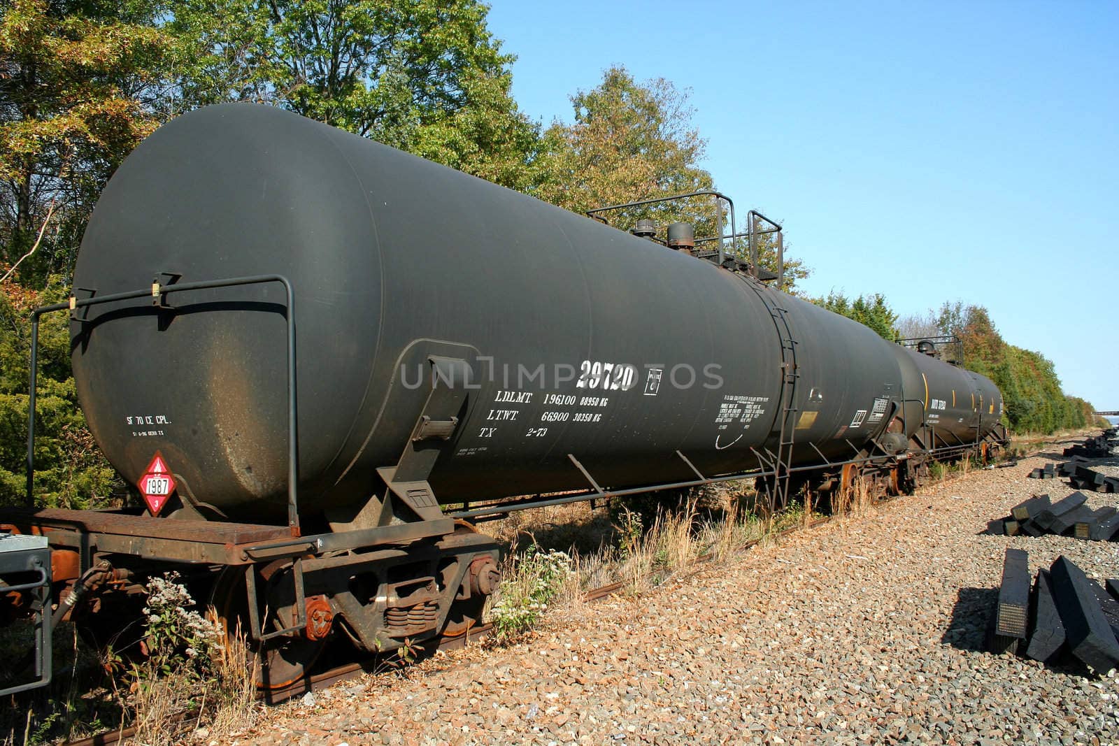 A oil Tanker Train Car on the tracks