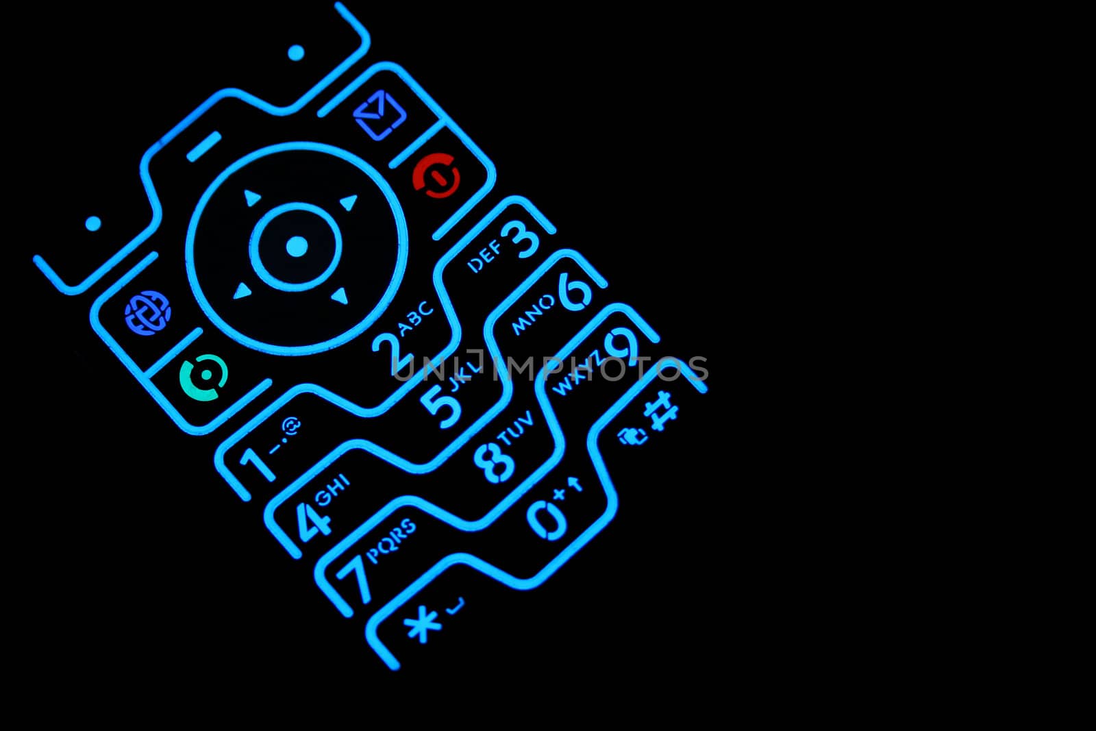 A Lighted Cell phone keypad on black